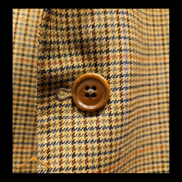 Brooks Brothers Sport Coat - 48L, Wool/Cashmere, Tan Houndstooth Plaid, EUC - Picture 4 of 12